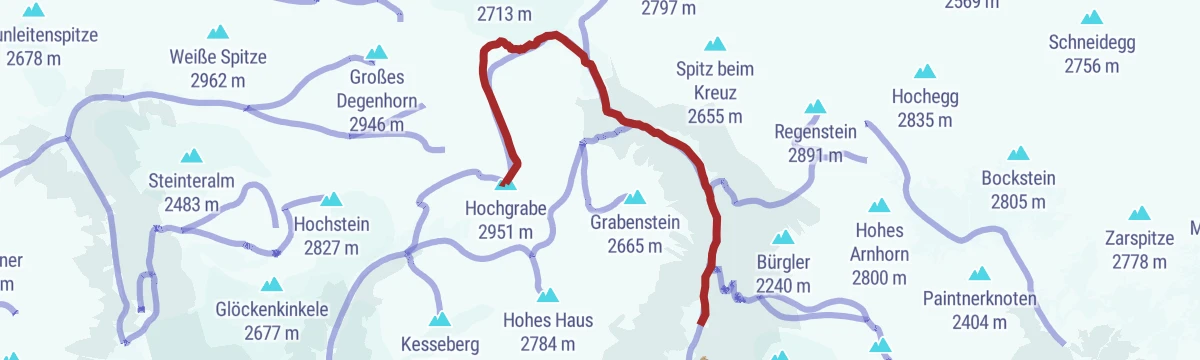 Route map: Skitour Hochgrabe 2.951m (über Außervillgraten)